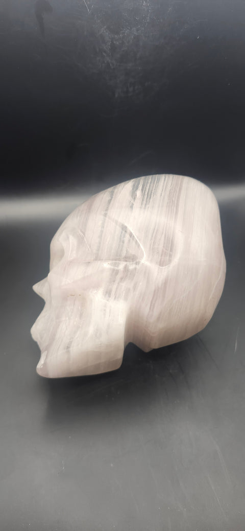 Striped Calcite skull offering bowl. 2.8 pounds, 5 by 4 by 3 inches