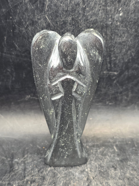 Hematite gemstone angel! 3 inches tall, 3 ounces!