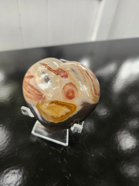 Polychrome jasper heart! 8.5 ounces, 3 inches wide
