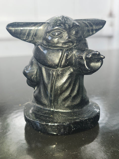 Black obsidian yoda! 3.9 ounces, 2.5 inches