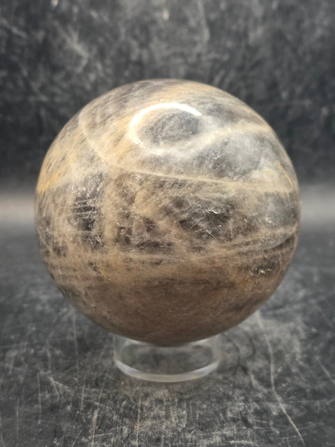 Black moonstone sphere! 73.5mm, 2.8 inches, 1.2 pounds