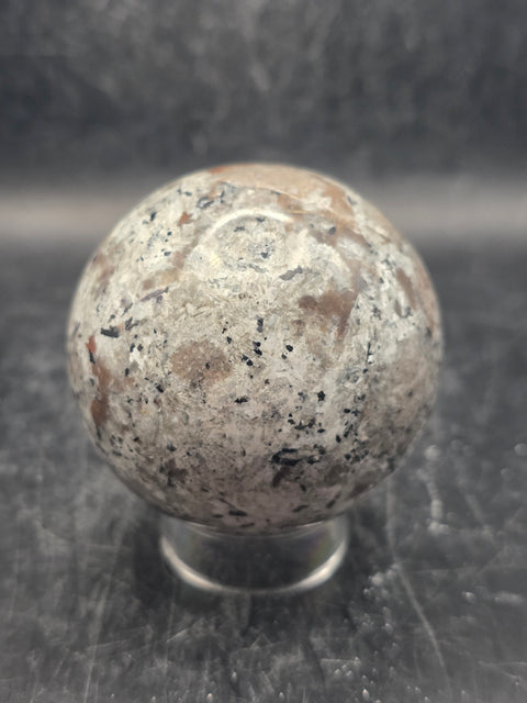 Flame stone sphere "yooperlite" 57.8mm, 2.2 inches, 9 ounces