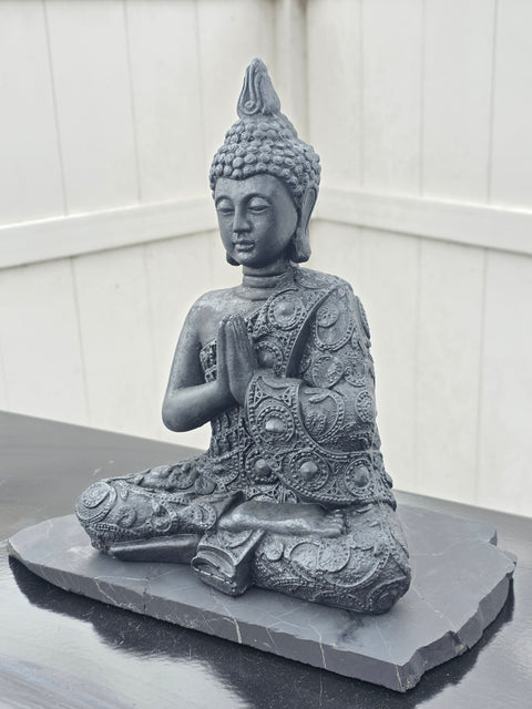 XL shungite praying Buddha figurine! 5.14 pounds, 11 inches tall