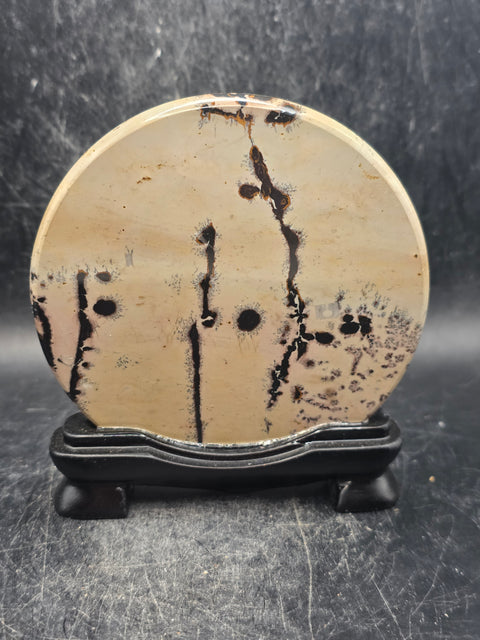 Natural picture jasper slab with stand! 4.9 ounces, 3.5 inches wide
