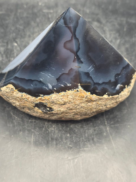 Druzy agate polished top point! 12.5 ounces, 3.7 inches wide, 3" tall