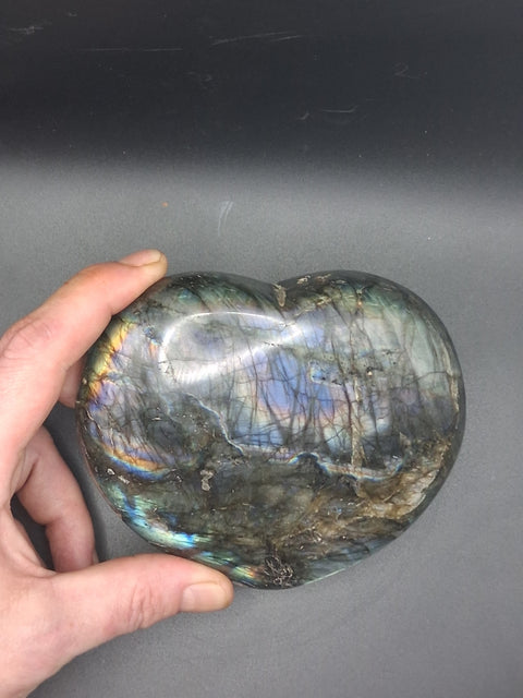Large labradorite heart! 2.3 pounds, 5 by 5 inches