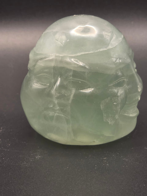 Four face green calcite Buddha head! 2.2 inches, 11.6 ounces