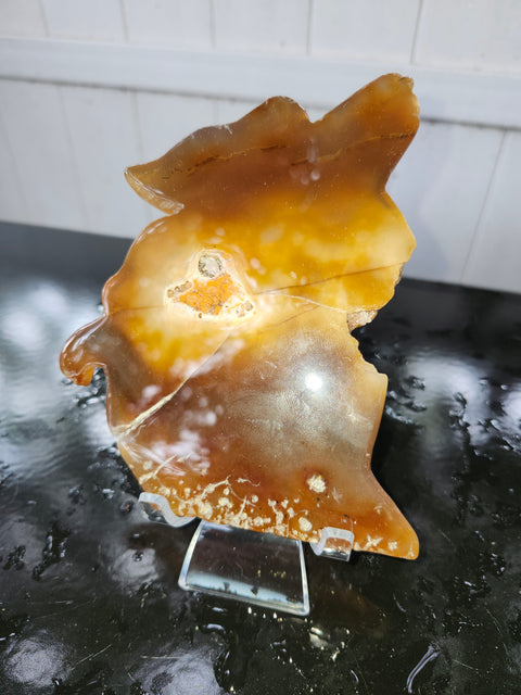 Druzy agate wolf! 9 ounces, 6 inches