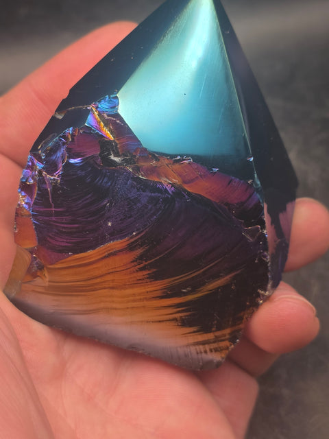 Titanium obsidian polished top point! 8 ounces, 3 inches tall