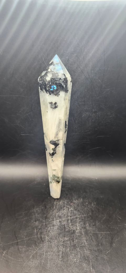 Rainbow moonstone scepter! 6.25 inches, 5.9 ounces!