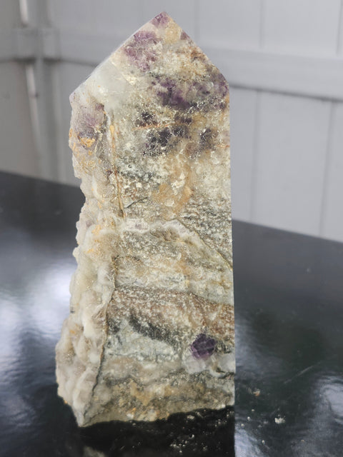 Druzy opalized fluorite free form tower! 5.7 inch by 2.4 inch, 15 ounces