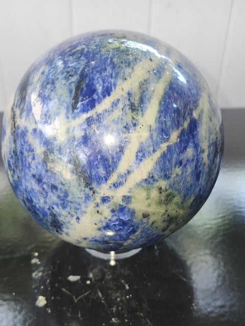 Massive blue sodalite sphere! 4.14 pounds, 114mm, 4.5 inches