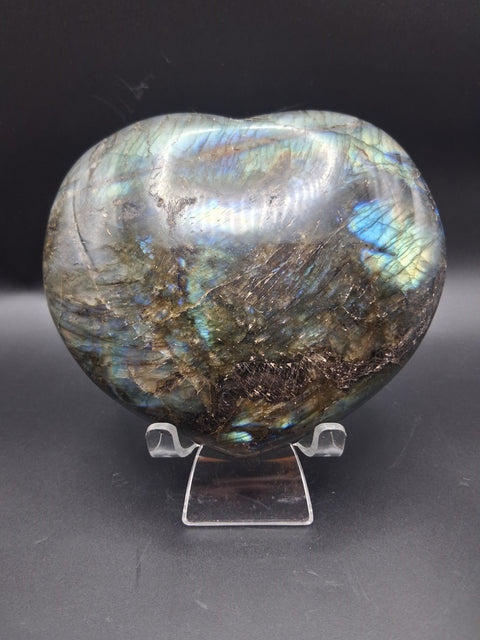 Large labradorite heart! 2.3 pounds, 5 by 5 inches