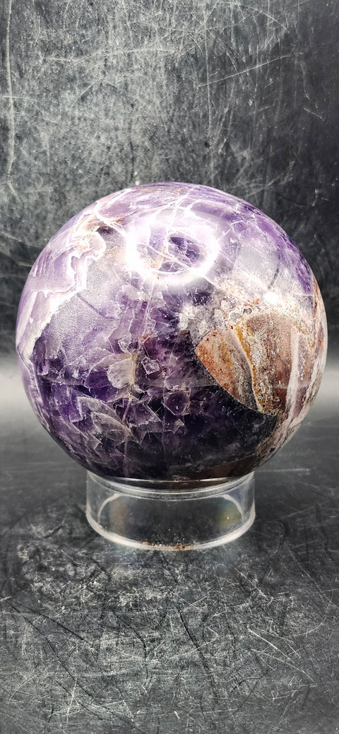 Dream amethyst sphere! 78.1mm, 3 inches, 1.7 pounds!