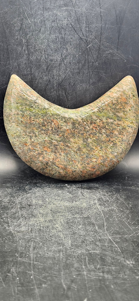 Unakite moon! 1.2 pounds, 4.7 inches long, 2.5 wide, 1.1 thick!