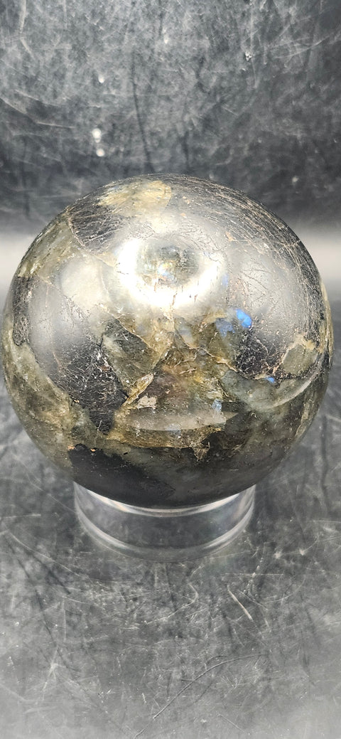 Labradorite sphere! 72.5mm, 2.8 inches, 1.3 pounds
