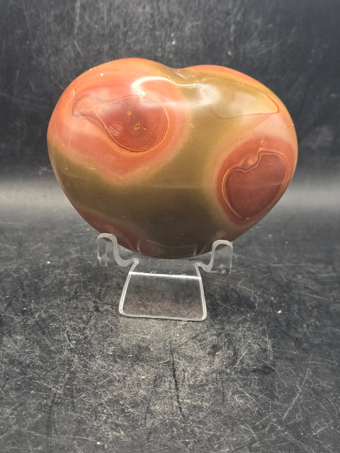 Polychrome jasper heart! 12.3 ounces, 3.2 inches wide, 2.7" tall