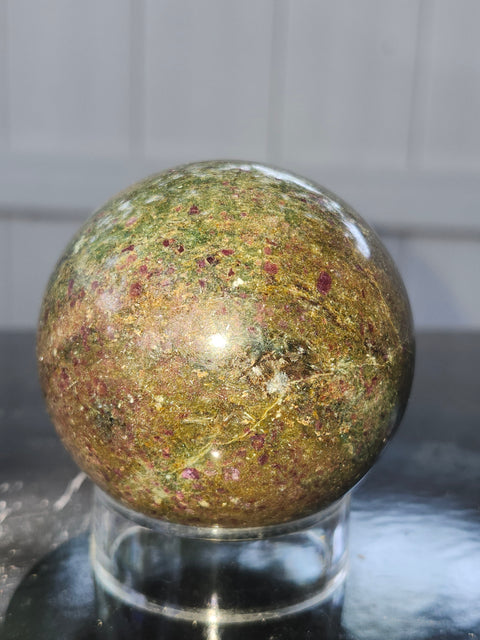 Ruby in kyanite sphere! 14 ounces, 61.1mm,2.40 inches uv reactive