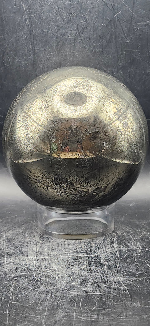 Pyrite sphere! 2.15 pounds, 82.4mm, 3.2 inches!
