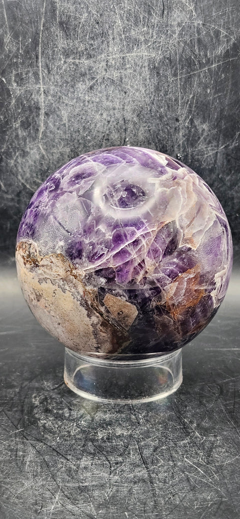 Dream amethyst sphere! 78.1mm, 3 inches, 1.7 pounds!