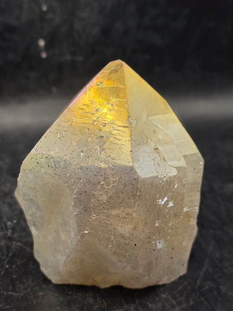 Angel aura citrine polished top point! 10 ounces, 2.8 inches tall