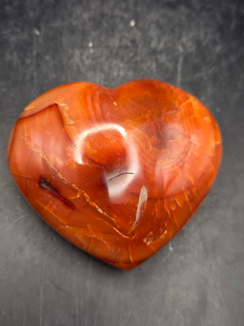 Carnelian agate heart! 7.2 ounces, 3 inches wide, 2.5 tall