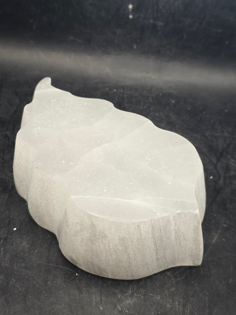 Selenite leaf bowl! 10 ounces, 4.5 inches long, 3 inches wide