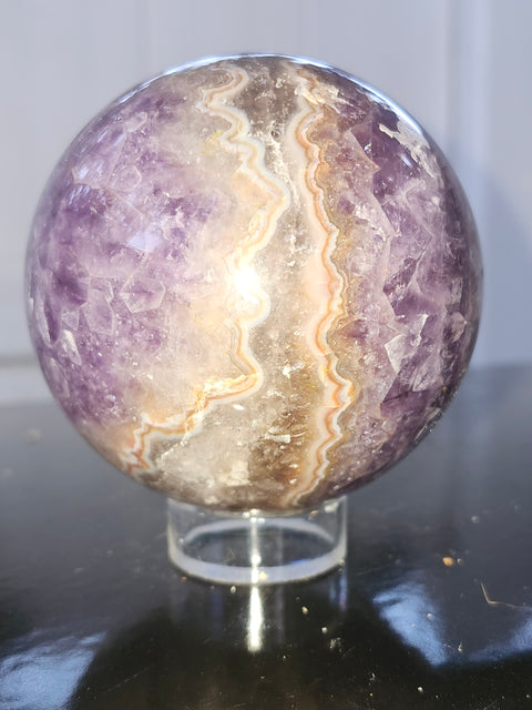 Amethyst lace agate sphere! 76mm, 3 inches, 1.6 pounds
