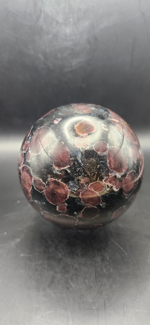Astrophyllite garnet firework sphere! 74.5mm, 2.93 inches, 1.9 pounds