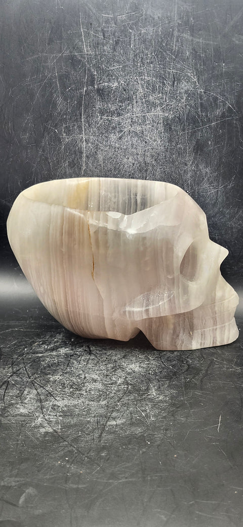 Striped calcite offering bowl! 2.8 pounds, 5 inches long, 3.5" tall!