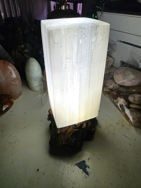 Rectangle polished selenite lamp! 3 pounds, 5.7" tall with led light!