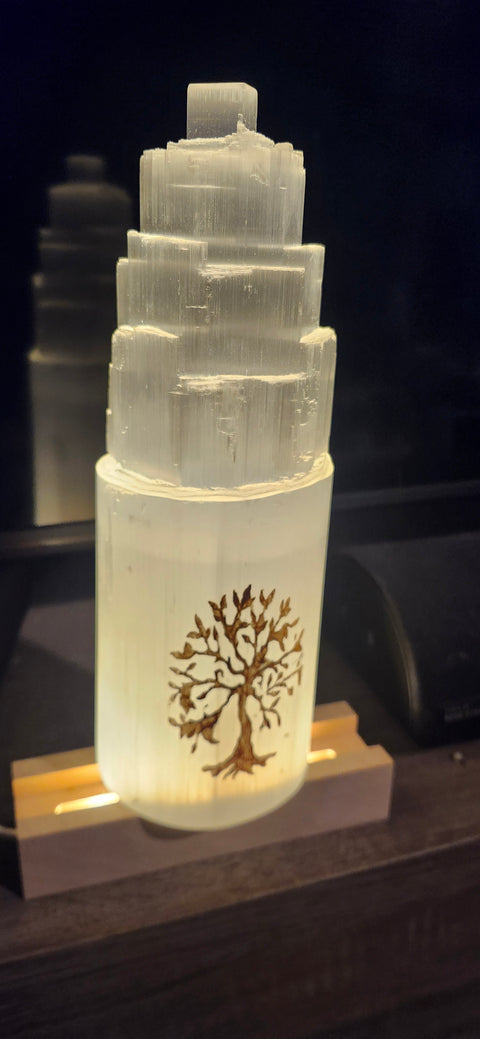 Tree of life selenite lamp! 10 inches tall, 3.5 wide, 4 pounds! With led base