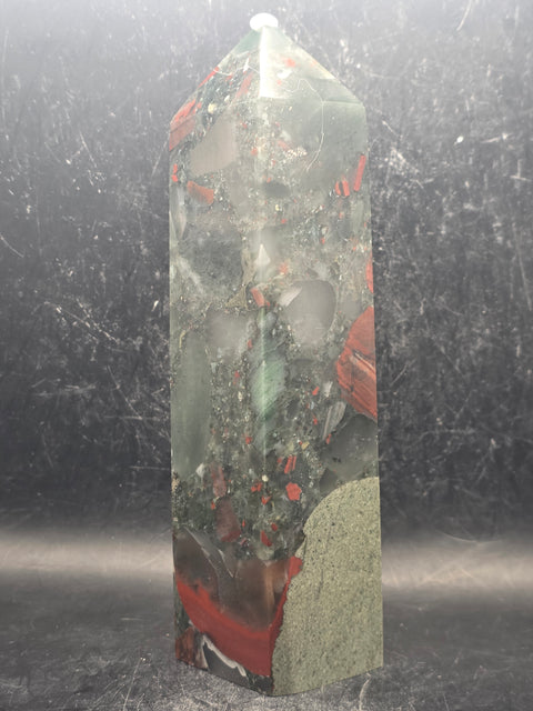 Large African bloodstone tower! 7 inches tall, 1.6 pounds