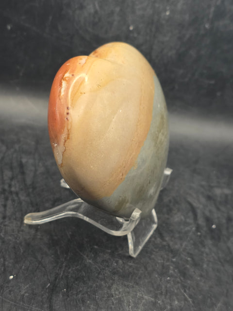 Polychrome jasper heart! 10 ounces, 3.4 inches wide, 3.1 tall