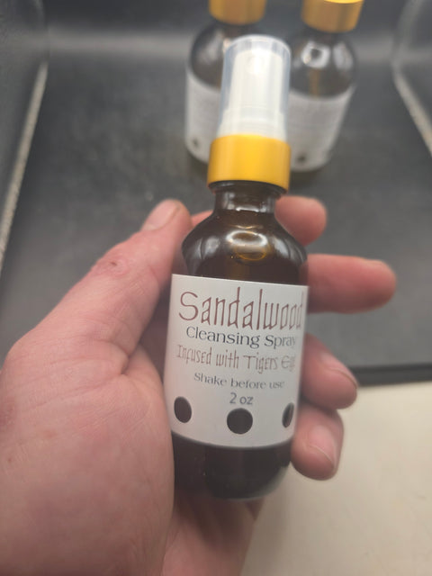 Sandlewood cleansing spray infused with tiger eye!