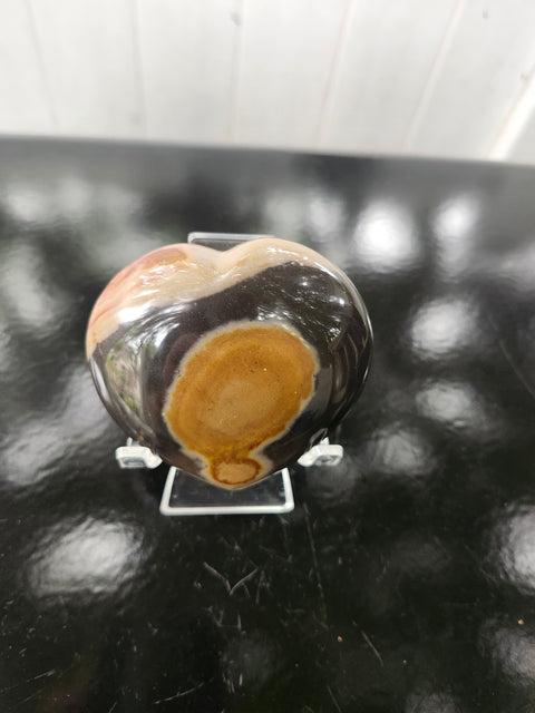 Polychrome jasper heart! 8.5 ounces, 3 inches wide