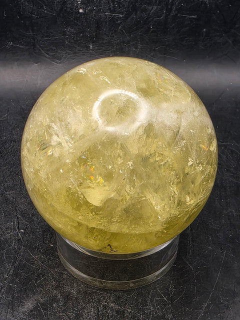 Lemon quartz sphere! 63.7mm, 2.5 inches, 12.6 ounces!