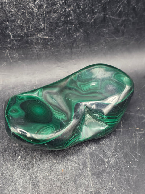 Malachite polished free form! 6.3 ounces, 3.2 inches long, 1.7" wide