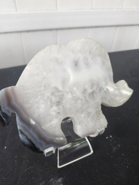 Druzy agate elephant 11 ounces, 5.5 inches wide, 4 inches tall