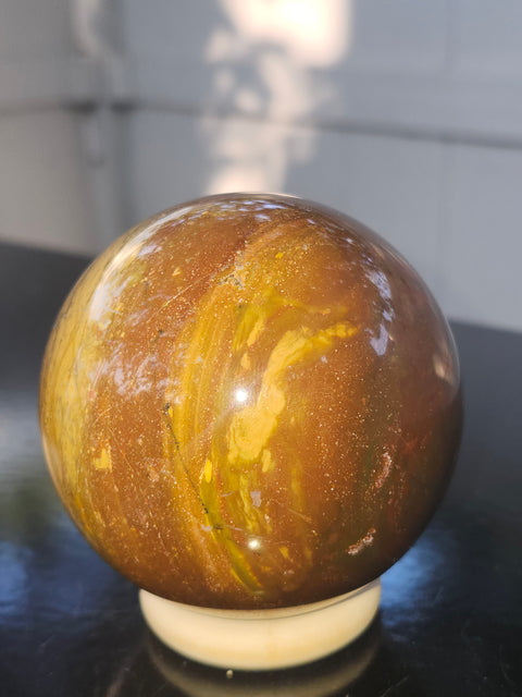 Ocean jasper sphere! 70.6mm, 2.77 inches, 1.1 pounds
