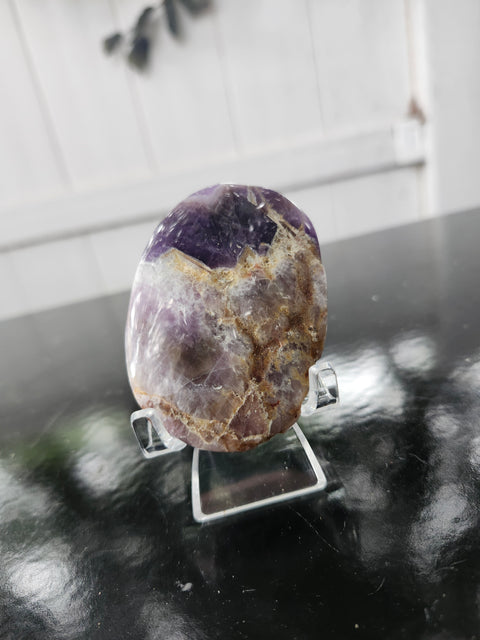Amethyst lace agate palm stone! 2.5 ounces, 2.75 inches