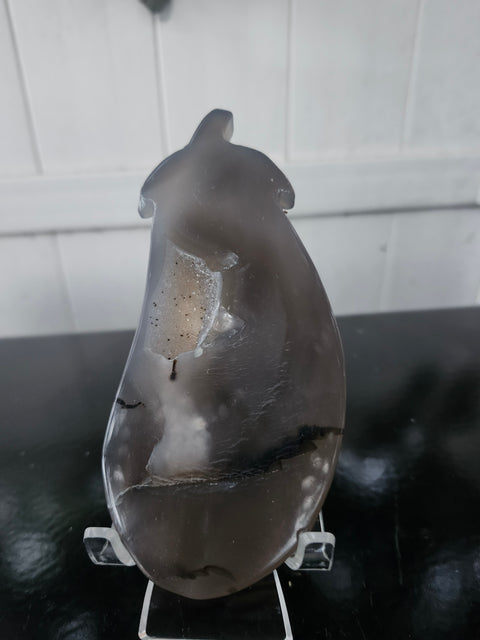 Druzy agate eggplant! 6.2 ounces, 5.75 inches