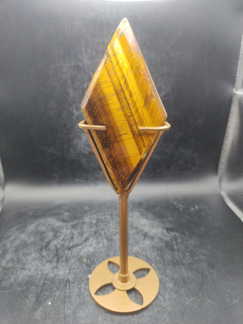 Tiger eye diamond with gold stand!! 3.6 inches, 2.2 ounces!