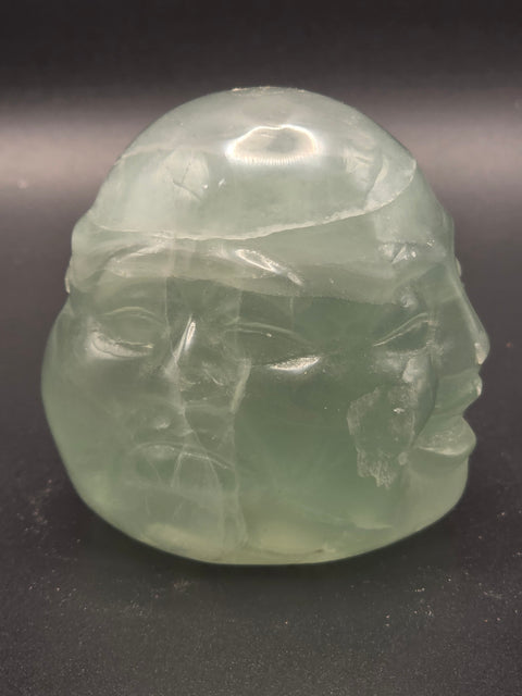 Four face green calcite Buddha head! 2.2 inches, 11.6 ounces