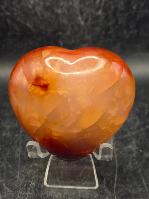 Druzy Carnelian agate heart! 7 ounces, 2.6 inches wide, 2.4" tall