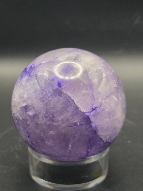 Purple crackle quartz sphere! 60.8mm, 2.3 inches, 11.2 ounces