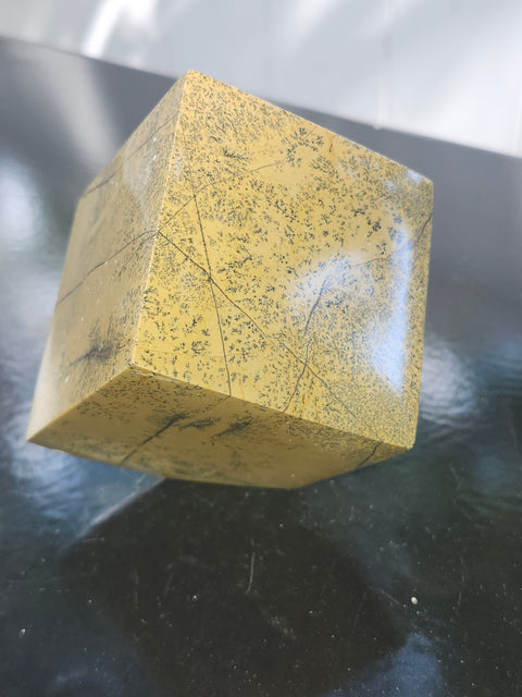 Yellow feather jasper balancing cube! 2.6 by 2.3 inches wide, 1.6 pounds