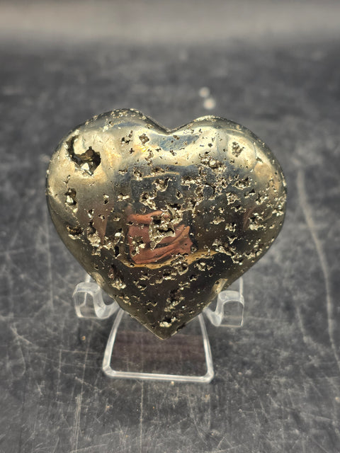 Pyrite heart! 2.7 ounces, 1.6 inches wide, 1.5 inches tall