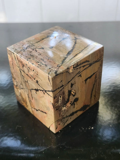Dendritic jasper cube! 2.4 inches,  1.4 pounds