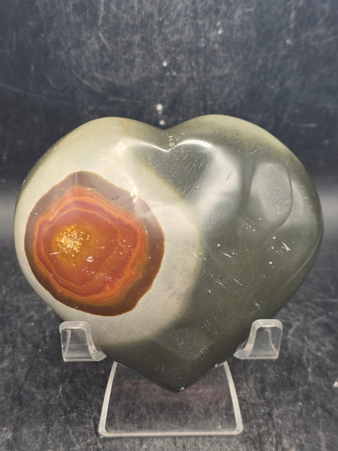 Polychrome jasper heart! 9.6 ounces, 3.3 inches wide, 2.9" tall